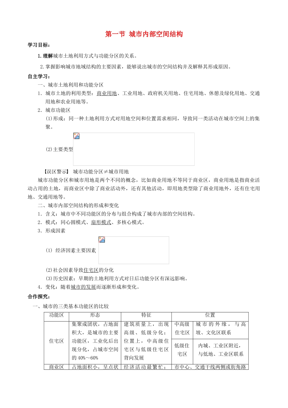 【导与练】2015届高考地理 第七章 第一节 城市内部空间结构学案_第1页