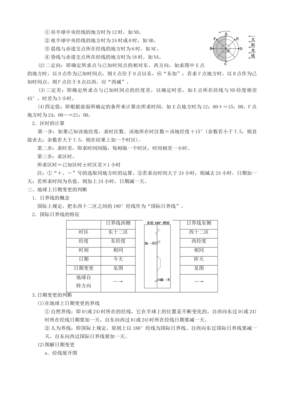 【导与练】2015届高考地理 第一章第三节 地球的运动学案1_第3页
