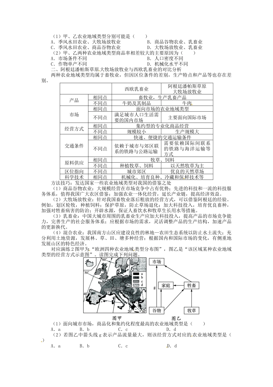 【志鸿优化设计】2014届高考地理一轮复习 第八章农业地域的形成与发展第2讲主要农业地域类型教学案 新人教版必修2_第3页