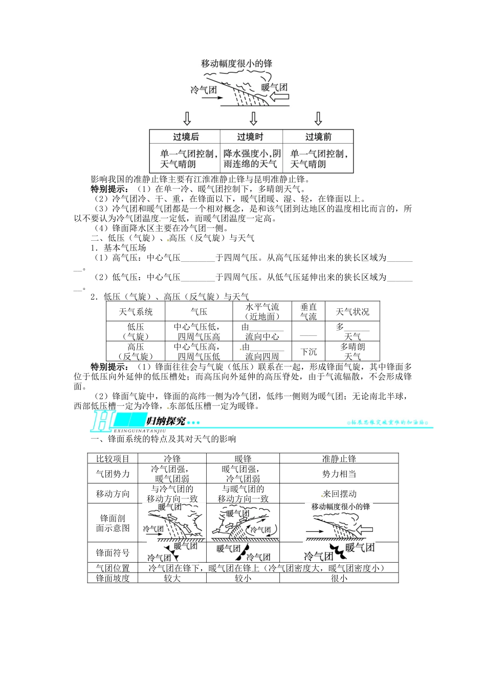 【志鸿优化设计】2014届高考地理一轮复习 第二章地球上的大气第3讲常见天气系统教学案 新人教版必修1_第2页