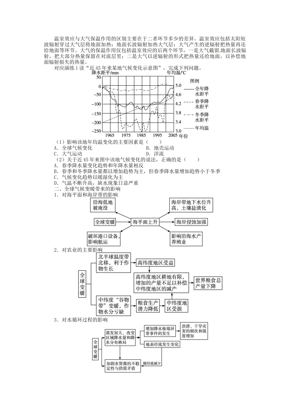 【志鸿优化设计】2014届高考地理一轮复习 第二章地球上的大气第4讲全球气候变化教学案 新人教版必修1_第2页
