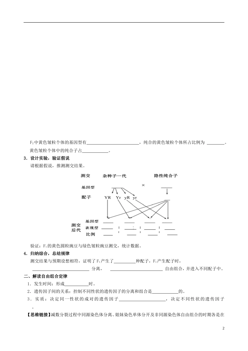 【导与练】福建省长泰县第二中学2014高考生物总复习 第16讲 豌豆杂交实验（二）学案 新人教版必修2_第2页