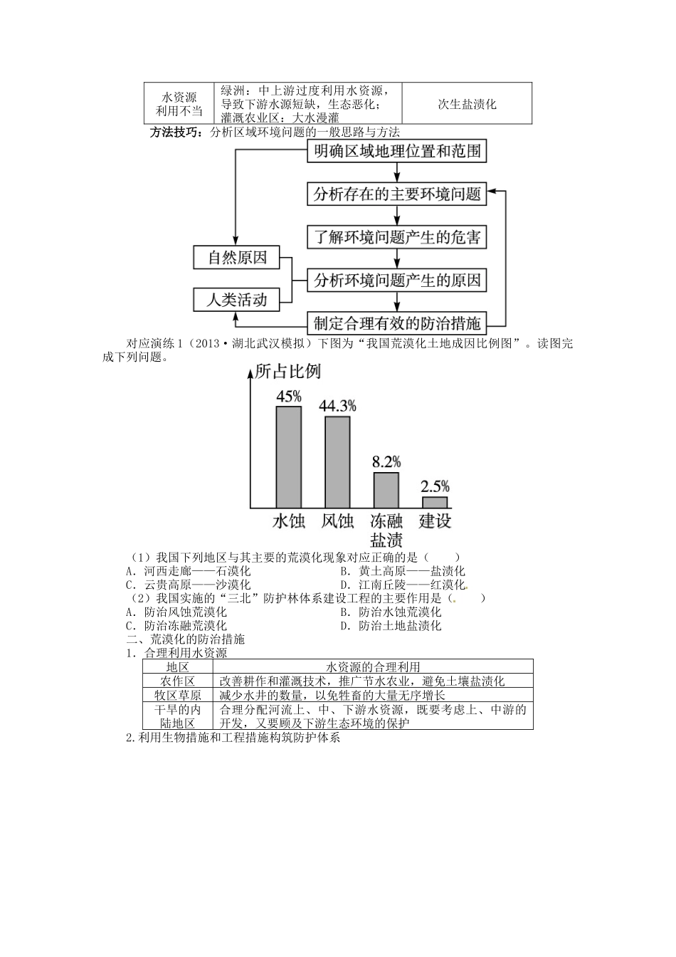 【志鸿优化设计】2014届高考地理一轮复习 第十三章区域生态环境建设第1讲荒漠化的防治 以我国西北地区为例教学案 新人教版必修3_第3页
