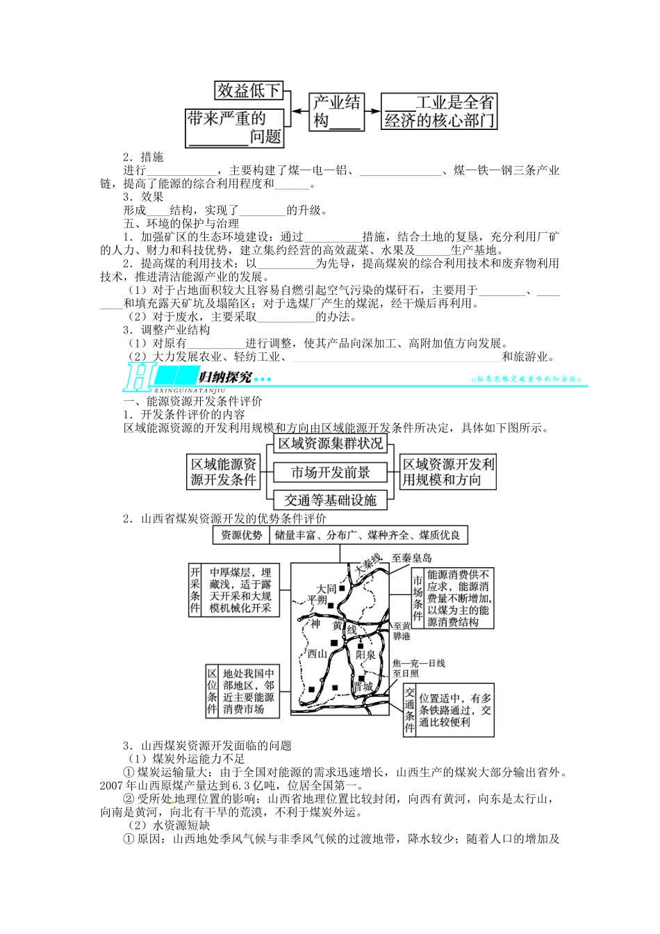 【志鸿优化设计】2014届高考地理一轮复习 第十四章区域自然资源综合开发利用第1讲能源资源的开发 以我国山西省为例教学案 新人教版必修3_第2页