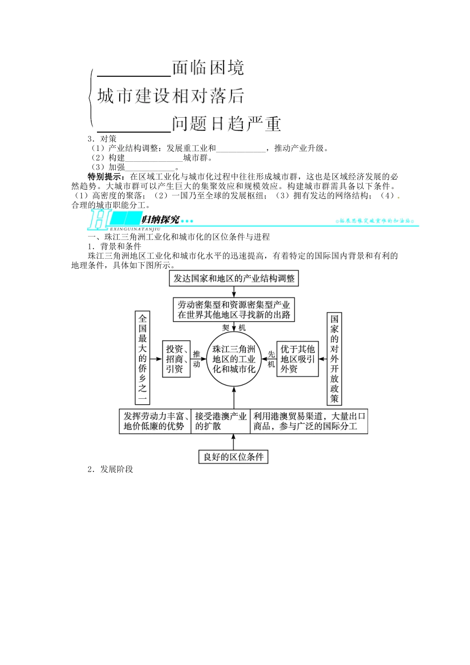 【志鸿优化设计】2014届高考地理一轮复习 第十五章区域经济发展第2讲区域工业化与城市化 以我国珠江三角洲地区为例教学案 新人教版必修3_第2页