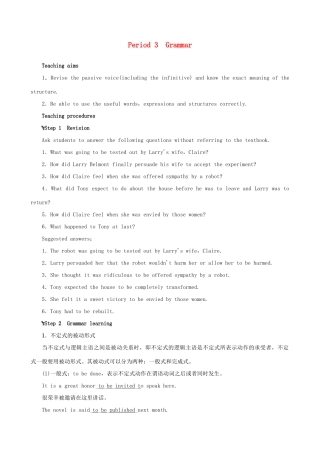 【开学大礼包】2012高中英语 Unit 2 Robots Period 3 Grammar精品教案 新人教版选修7