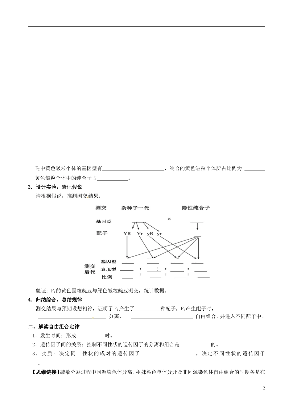 【导与练】2015届高三生物一轮总复习 第五单元 第16讲 豌豆杂交实验（二）学案 新人教版必修2_第2页