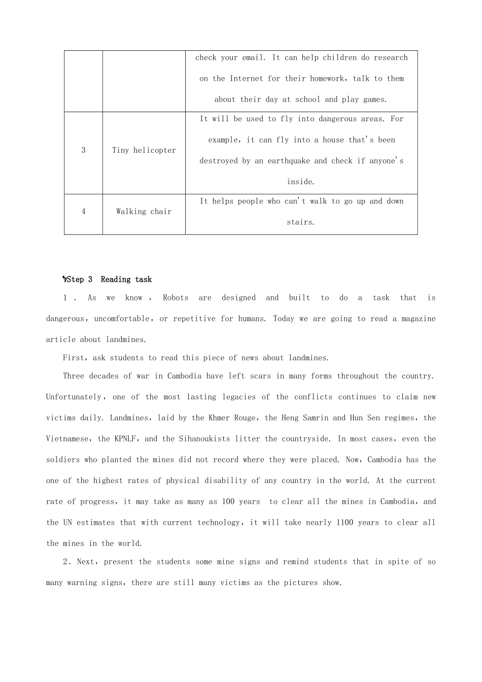 【开学大礼包】2012高中英语 Unit 2 Robots Period 6 Listening and Reading Task精品教案 新人教版选修7_第2页