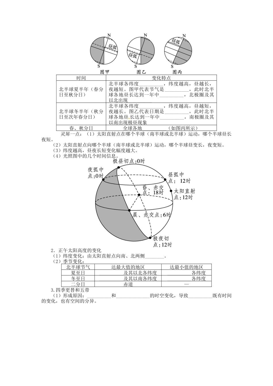 【志鸿优化设计】2014届高考地理一轮复习 第一章行星地球第4讲地球的公转及其地理意义教学案 新人教版必修1_第2页
