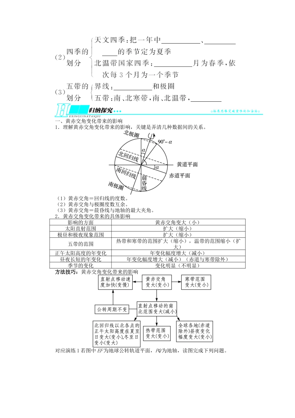 【志鸿优化设计】2014届高考地理一轮复习 第一章行星地球第4讲地球的公转及其地理意义教学案 新人教版必修1_第3页