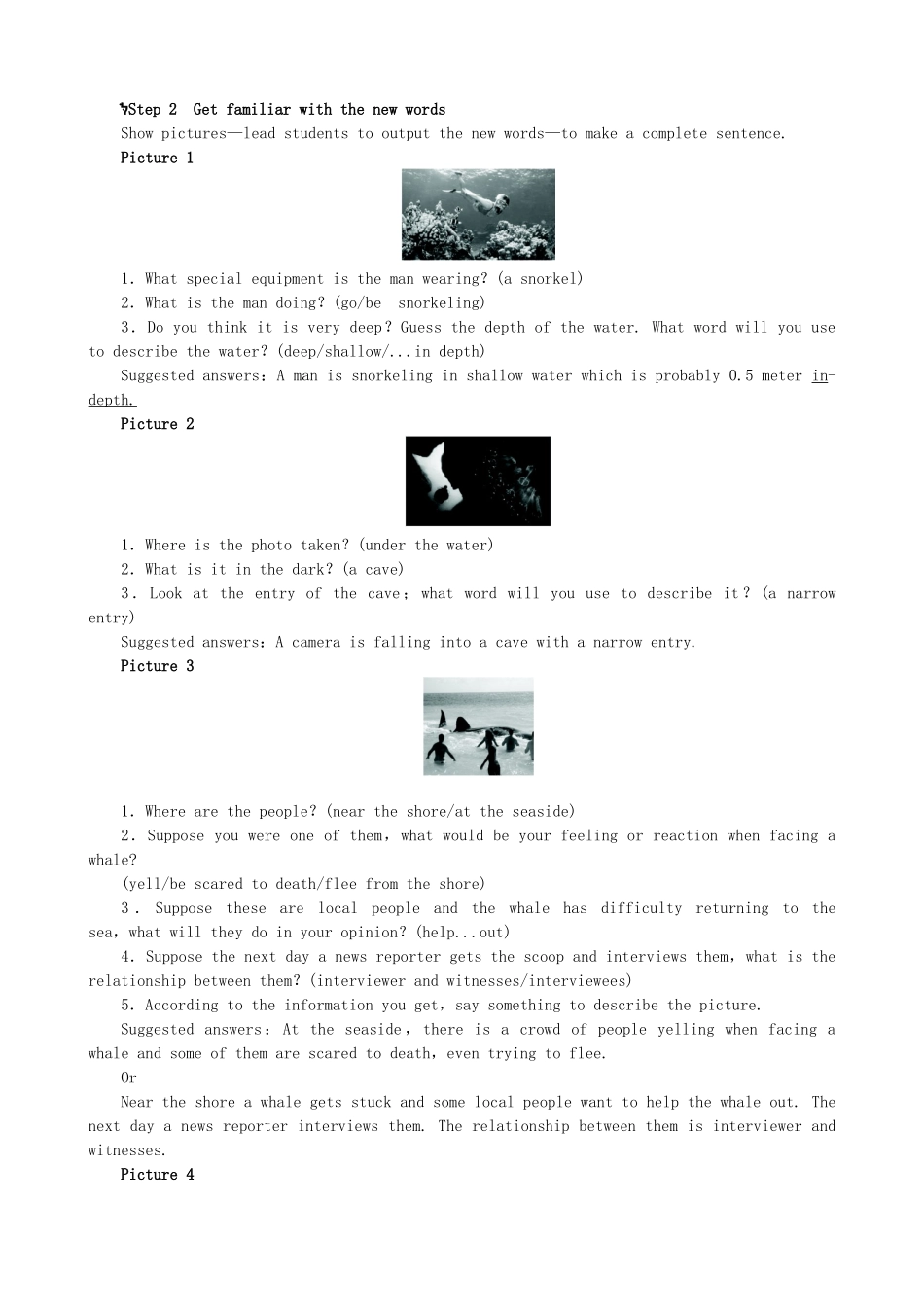 【开学大礼包】2012高中英语 Unit 3 Under the sea Period 1 Vocabulary and Warming Up精品教案 新人教版选修7_第3页