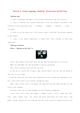 【开学大礼包】2012高中英语 Unit 3 Under the sea Period 5 Using Language：Reading and Writing精品教案 新人教版选修7