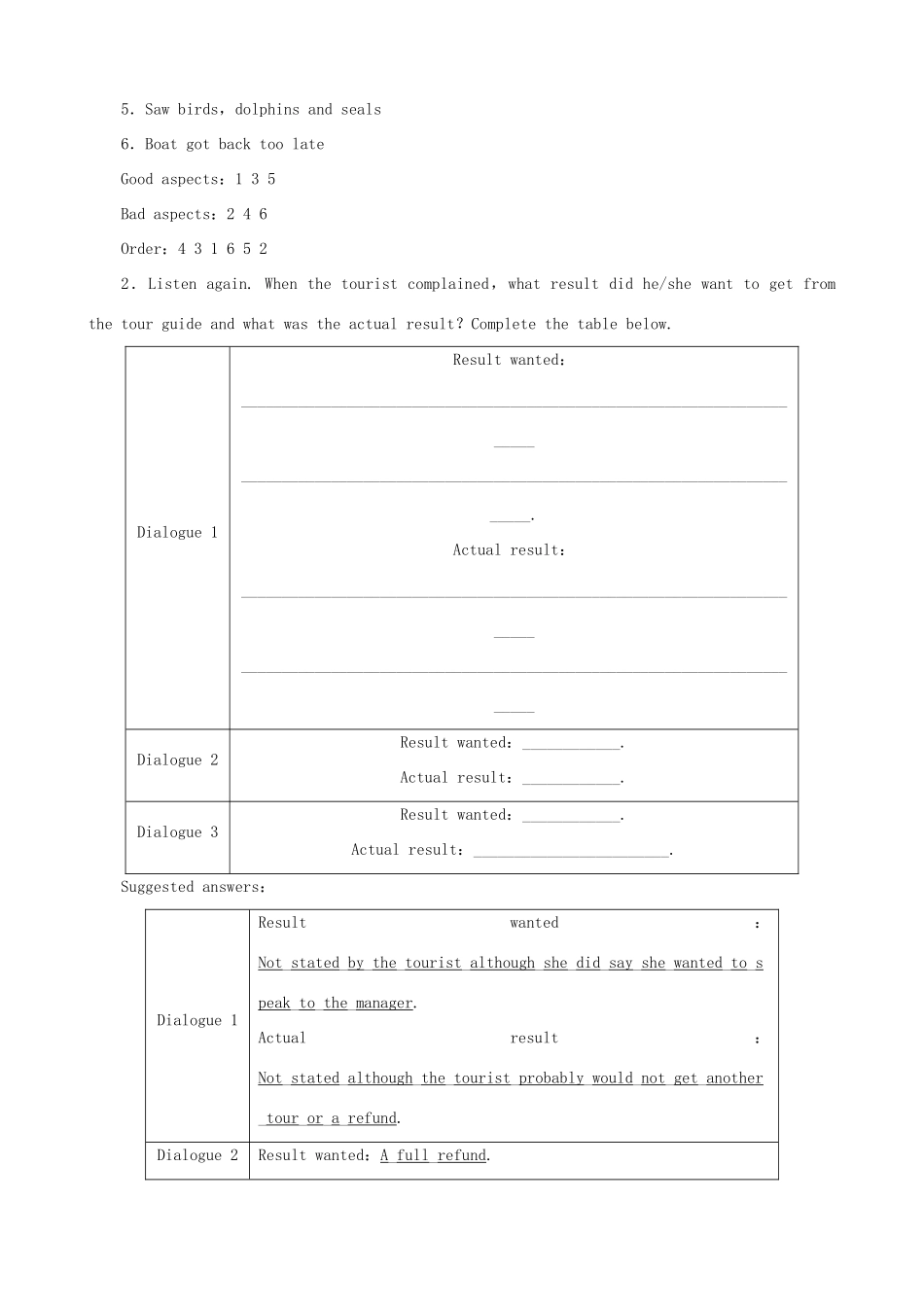 【开学大礼包】2012高中英语 Unit 3 Under the sea Period 6 Listening，Speaking and Writing精品教案 新人教版选修7_第2页