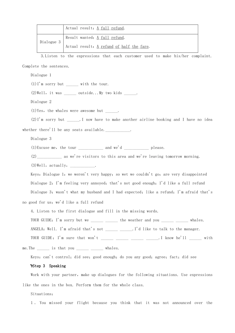 【开学大礼包】2012高中英语 Unit 3 Under the sea Period 6 Listening，Speaking and Writing精品教案 新人教版选修7_第3页