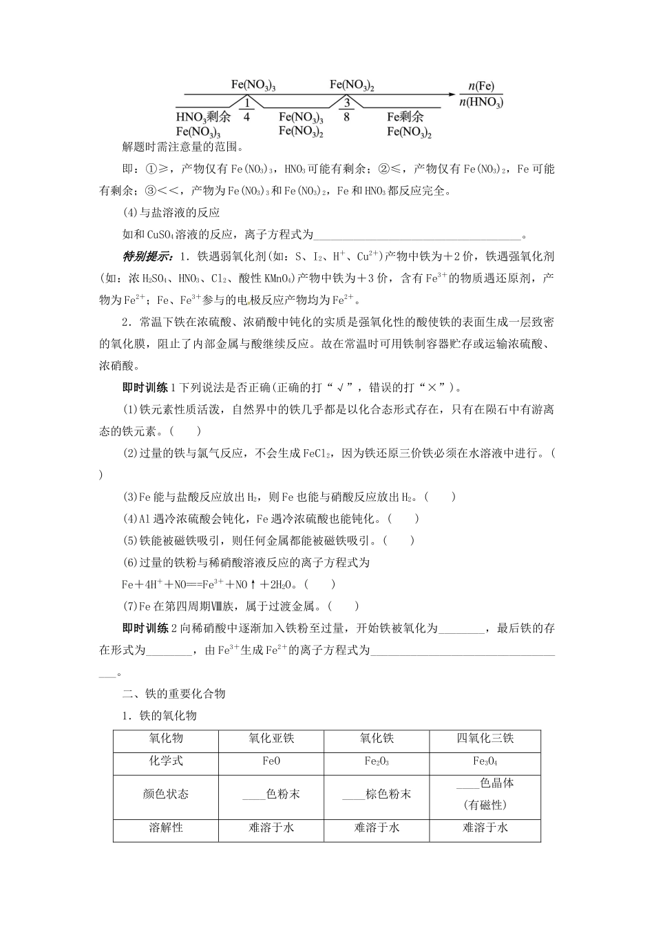 【志鸿优化设计】2014届高考化学一轮复习 第二章 元素与物质世界第四节铁及其重要化合物教学案 鲁科版_第2页