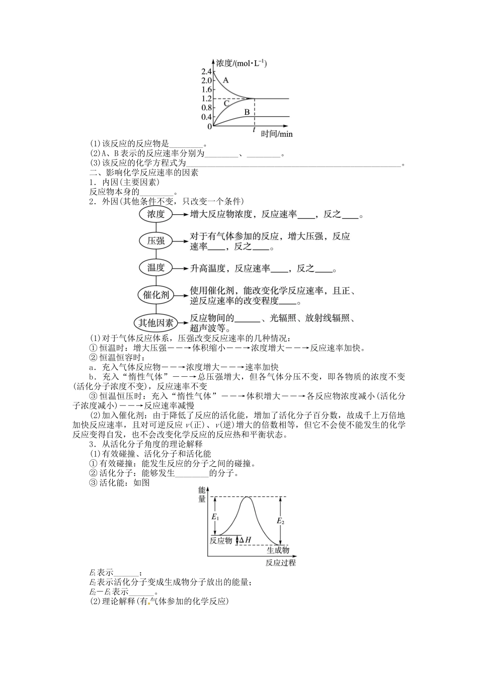 【志鸿优化设计】2014届高考化学一轮复习 第七章 化学反应的方向、限度与速率第二节化学反应的速率工业合成氨教学案 鲁科版_第2页