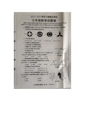 初中数学-2024年郑州市七年级期末试卷