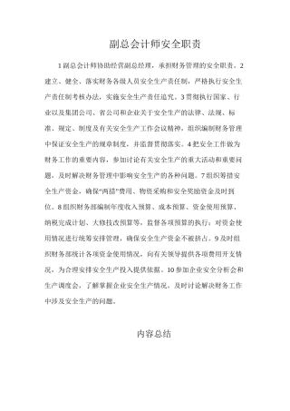 副总会计师安全职责