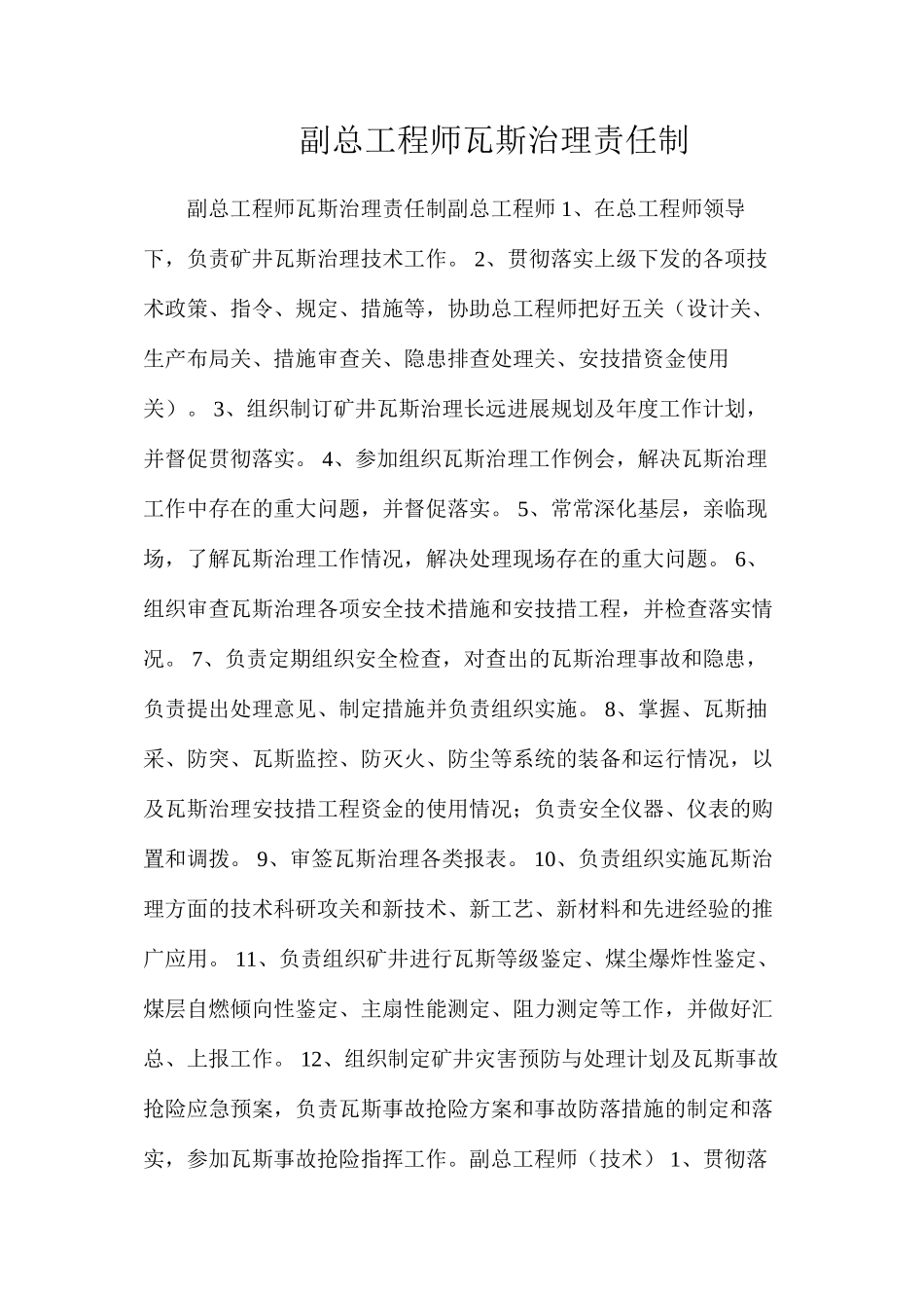 副总工程师瓦斯治理责任制_第1页