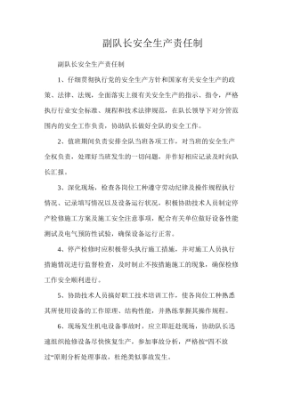 副队长安全生产责任制