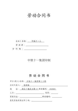 劳动合同书(自主用工)