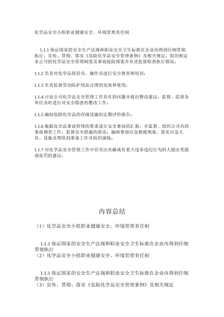 化学品安全小组职业健康安全、环境管理责任制