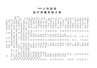 医院质控方案