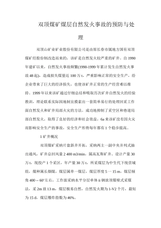 双顶煤矿煤层自然发火事故的预防与处理