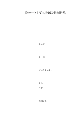 吊装作业主要危险源及控制措施 