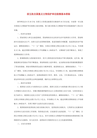 【时政热点】高中政治 前五批全国重点文物保护单位险情基本排除