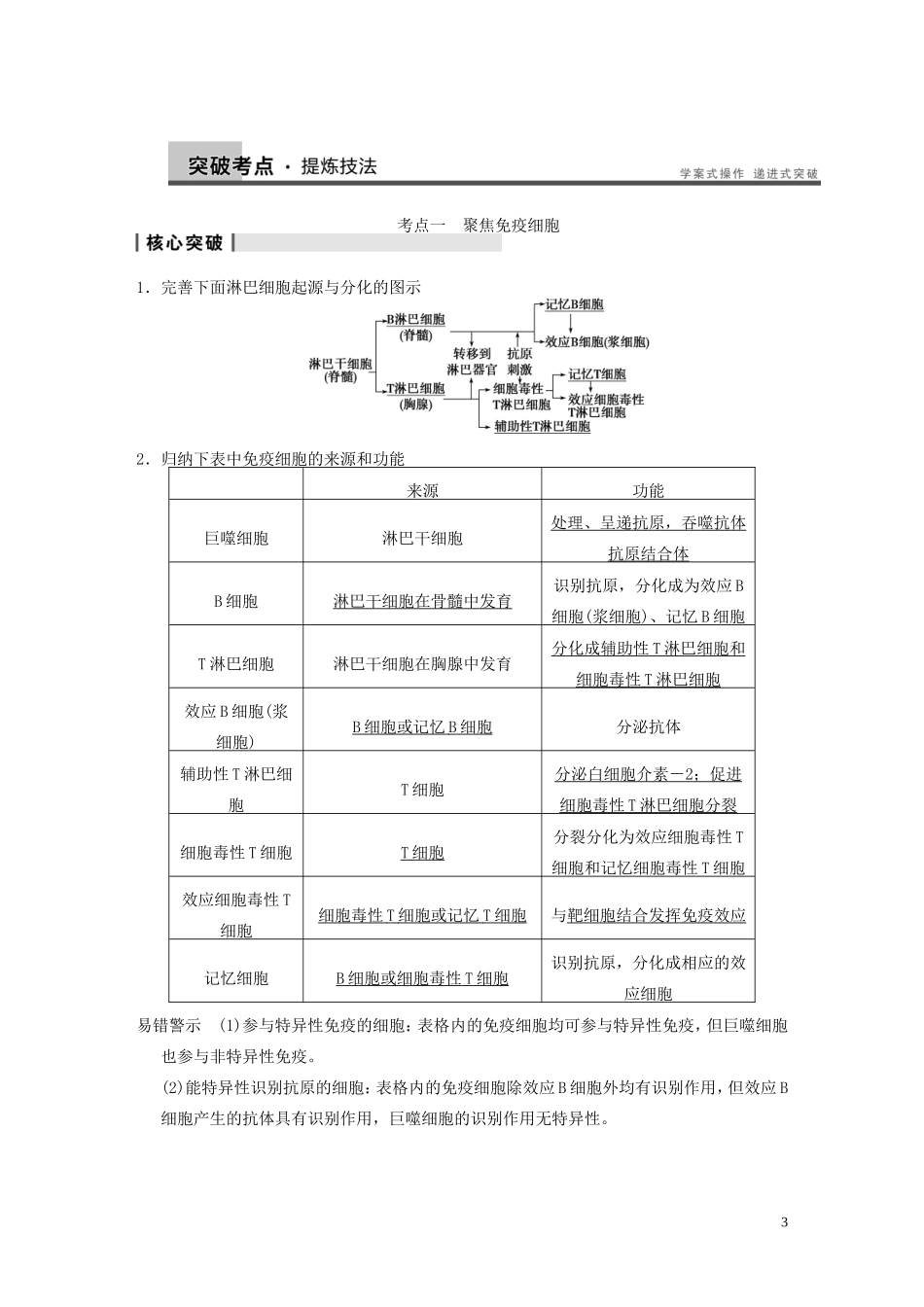 【步步高】2014高考生物一轮复习 第八单元 第27讲免疫系统与免疫功能学案 浙科版_第3页