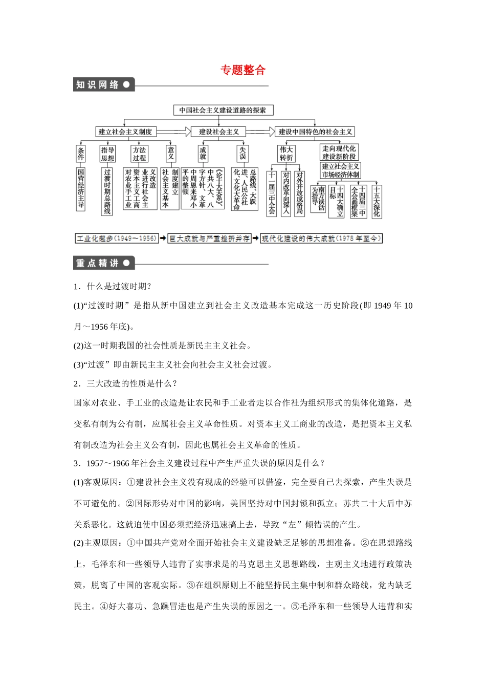 【步步高 学案导学设计】2014-2015学年高中历史 专题整合3 人民版必修2_第1页