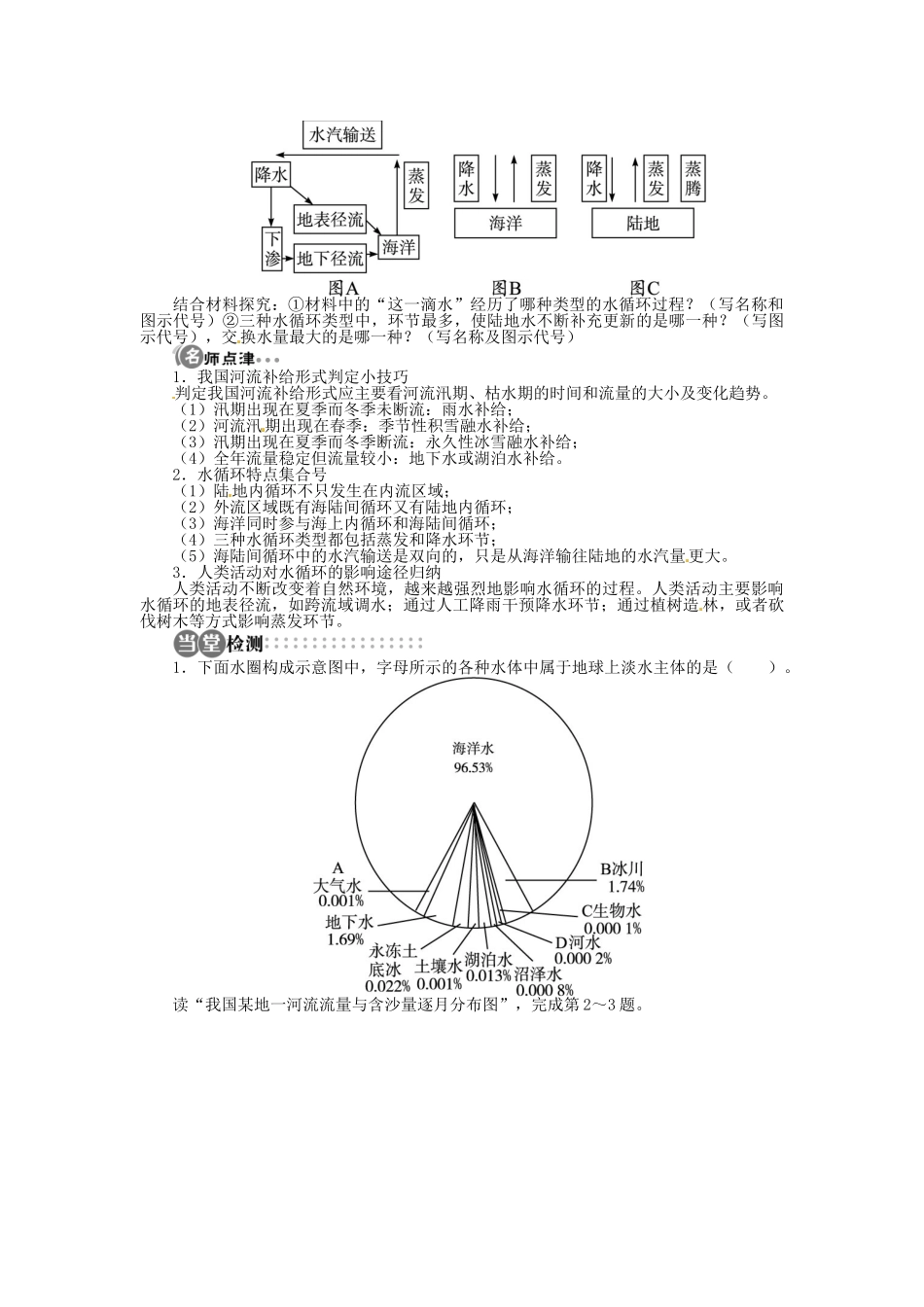【志鸿全优设计】2013-2014学年高中地理 第三章第一节自然界的水循环目标导学 新人教版必修1_第2页