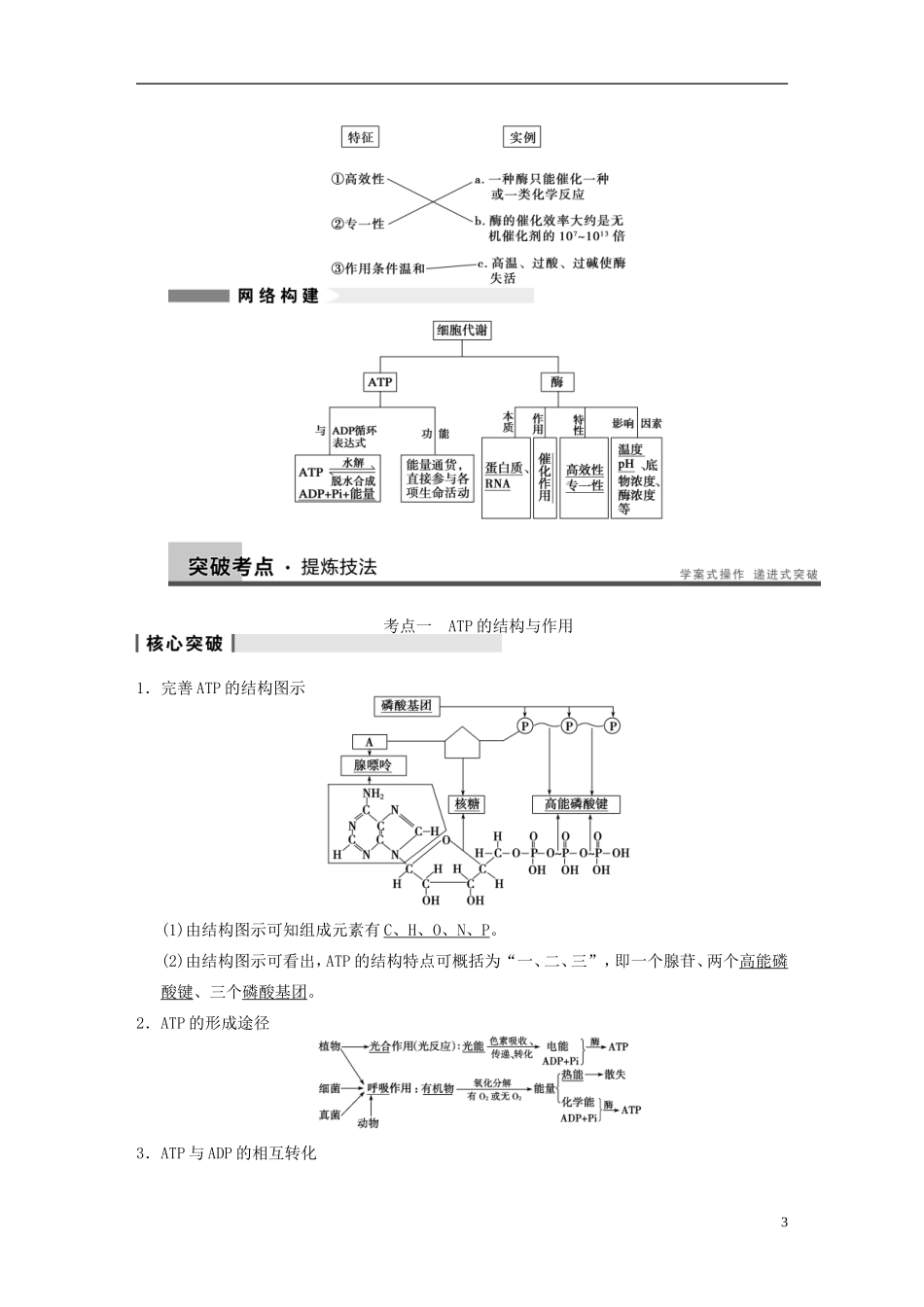 【步步高】2014高考生物一轮复习 第三单元 第6讲细胞与能量、酶学案 浙科版_第3页