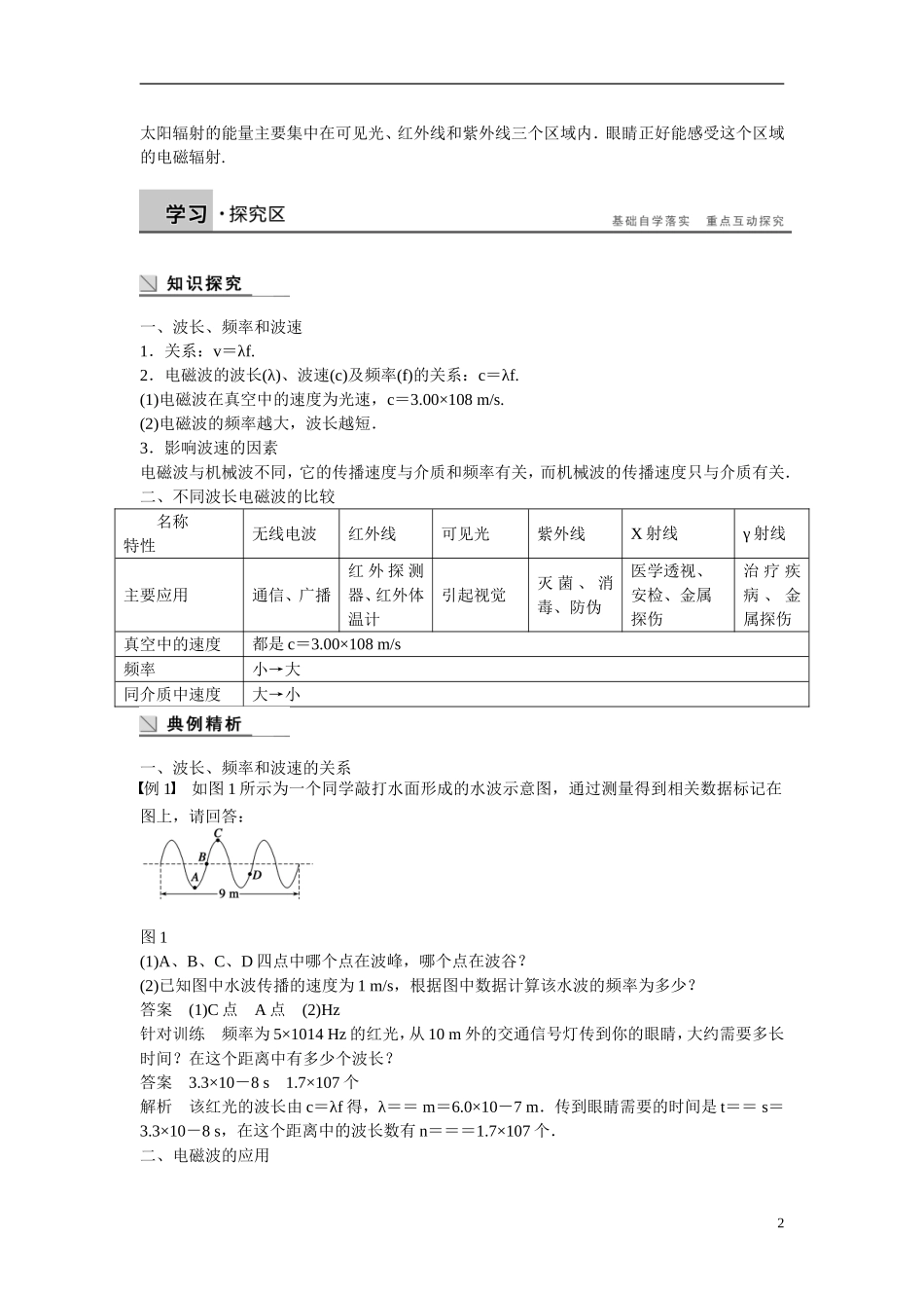 【步步高 学案导学设计】2014-2015学年高中物理 4.2 电磁波谱学案 新人教版选修1-1_第2页