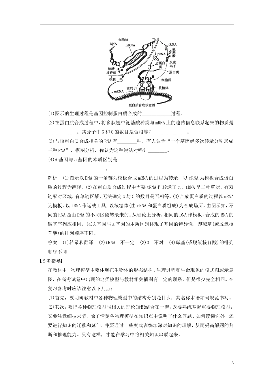 【步步高】2014高考生物一轮复习 第十三单元 第3讲抽象问题具体化的思想学案 浙科版_第3页