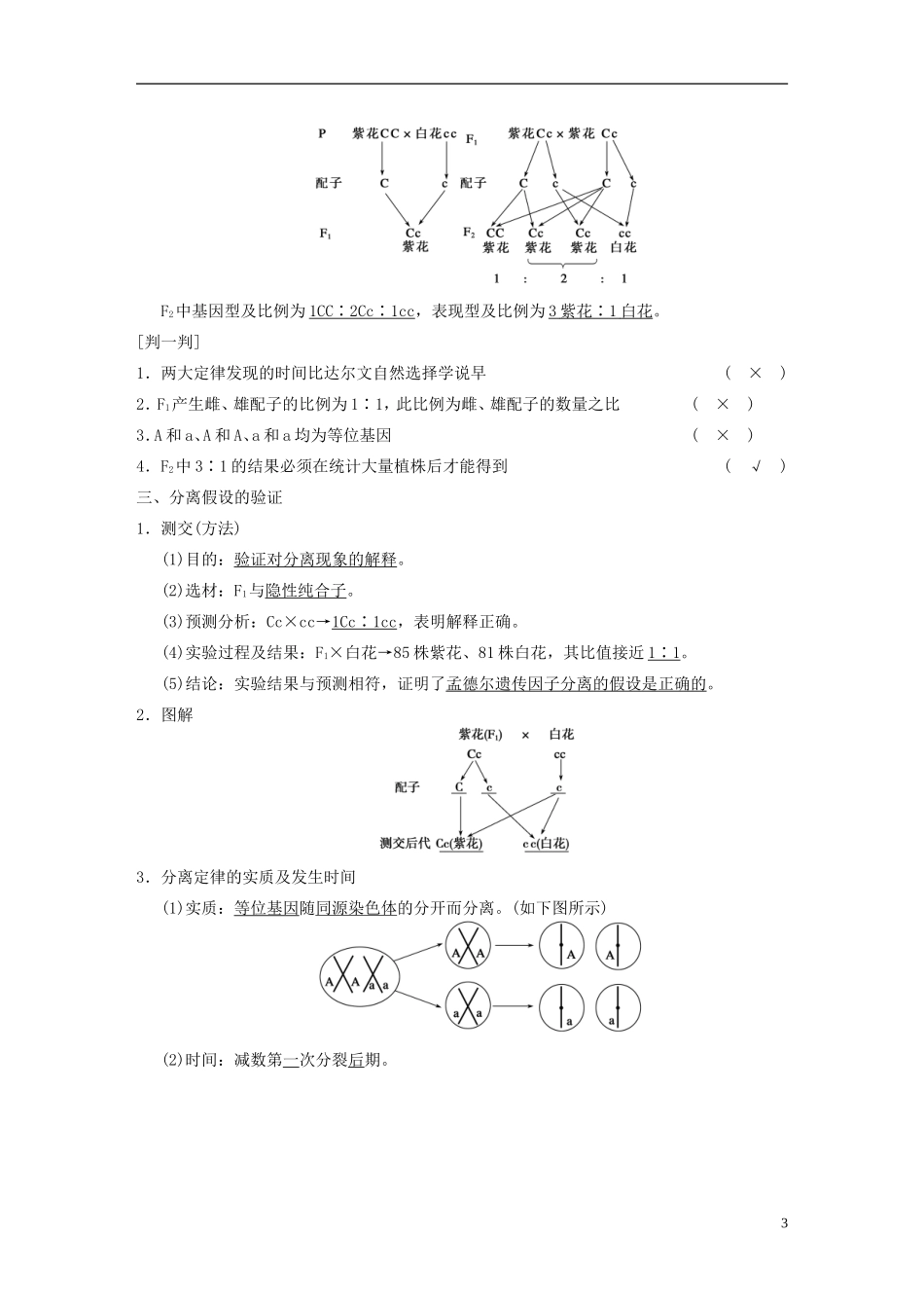 【步步高】2014高考生物一轮复习 第五单元 第13讲分离定律学案 浙科版_第3页