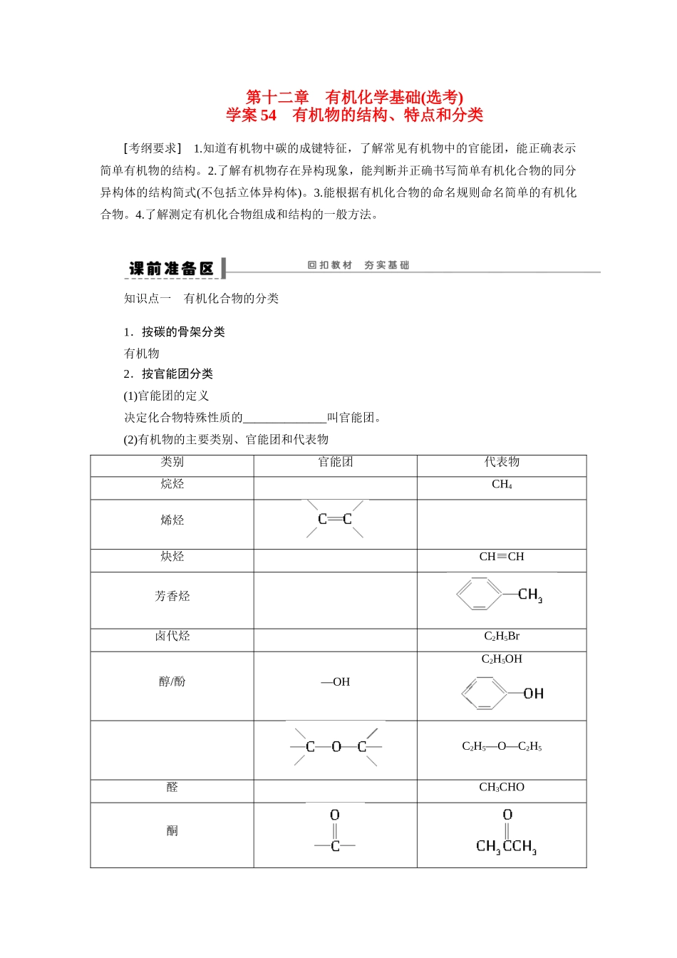 【步步高】2015届高考化学大一轮复习 第十二章 有机化学基础(选考)配套导学案（含解析）鲁科版_第1页