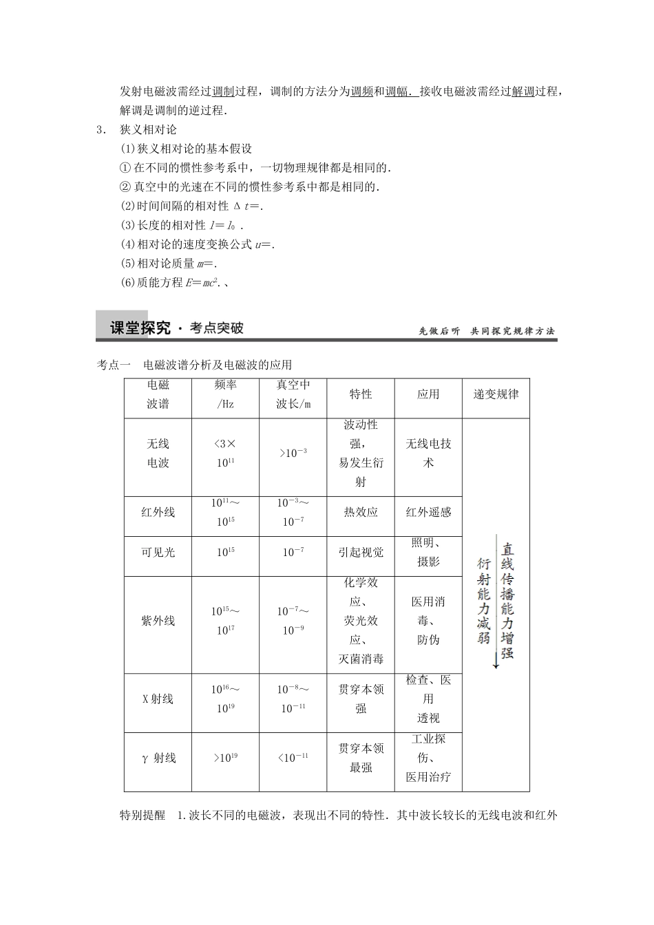 【步步高】2014高考物理大一轮复习讲义 （深度思考+考点突破+提能训练） 第十二章 第5课时 电磁波与相对（含解析） 新人教版_第2页