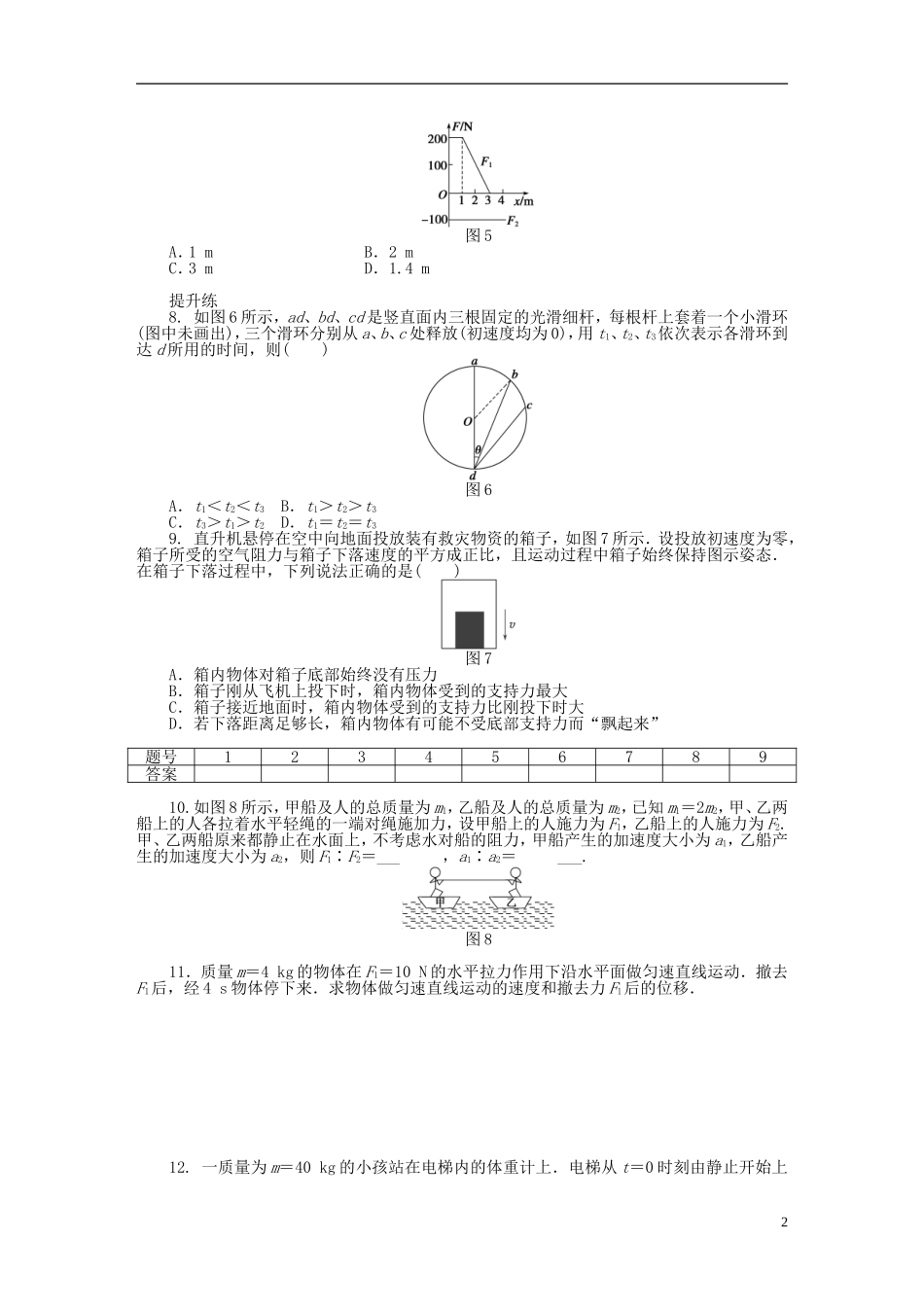 【步步高 学案导学设计】2014-2015学年高中物理 第三章 牛顿运动定律习题课 教科版必修1_第2页