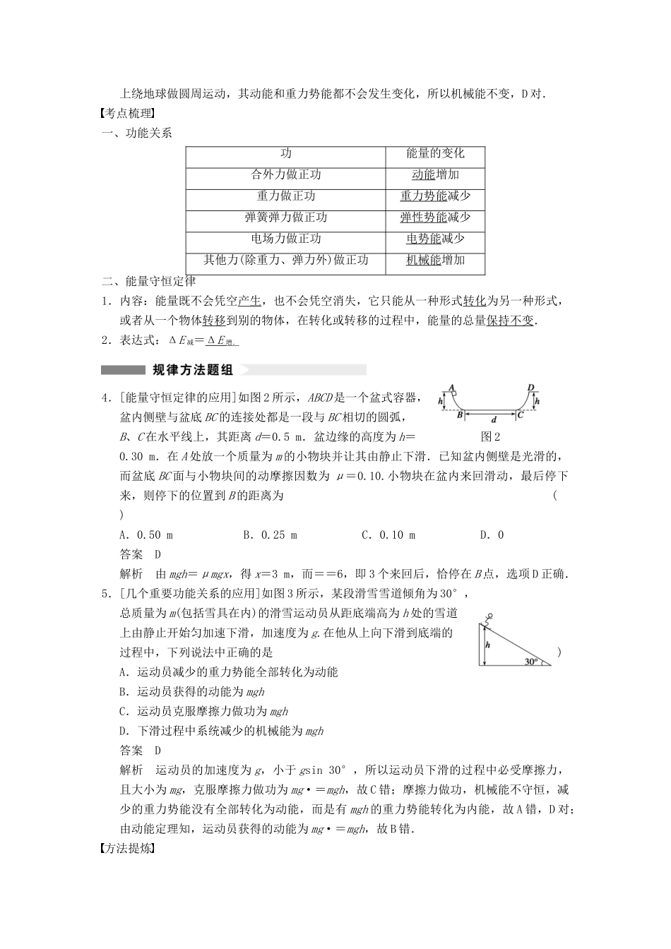【步步高】2014高考物理大一轮复习讲义 （深度思考+考点突破+提能训练） 第五章 第4课时 功能关系 能量守恒定律（含解析） 新人教版_第2页