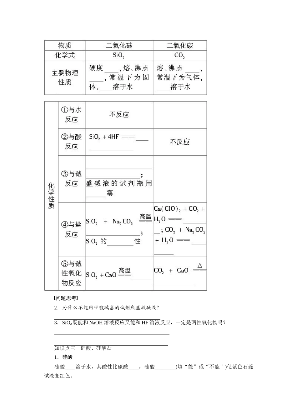 【步步高】2015届高考化学大一轮复习 第四章 无机非金属材料的主角硅配套导学案（含解析）鲁科版_第3页