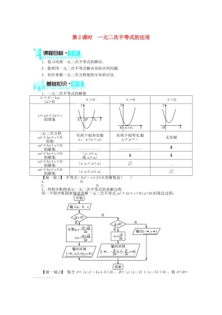 【志鸿全优设计】2013-2014学年高中数学 3.2一元二次不等式及其解法(第2课时)目标导学 新人教A版必修5