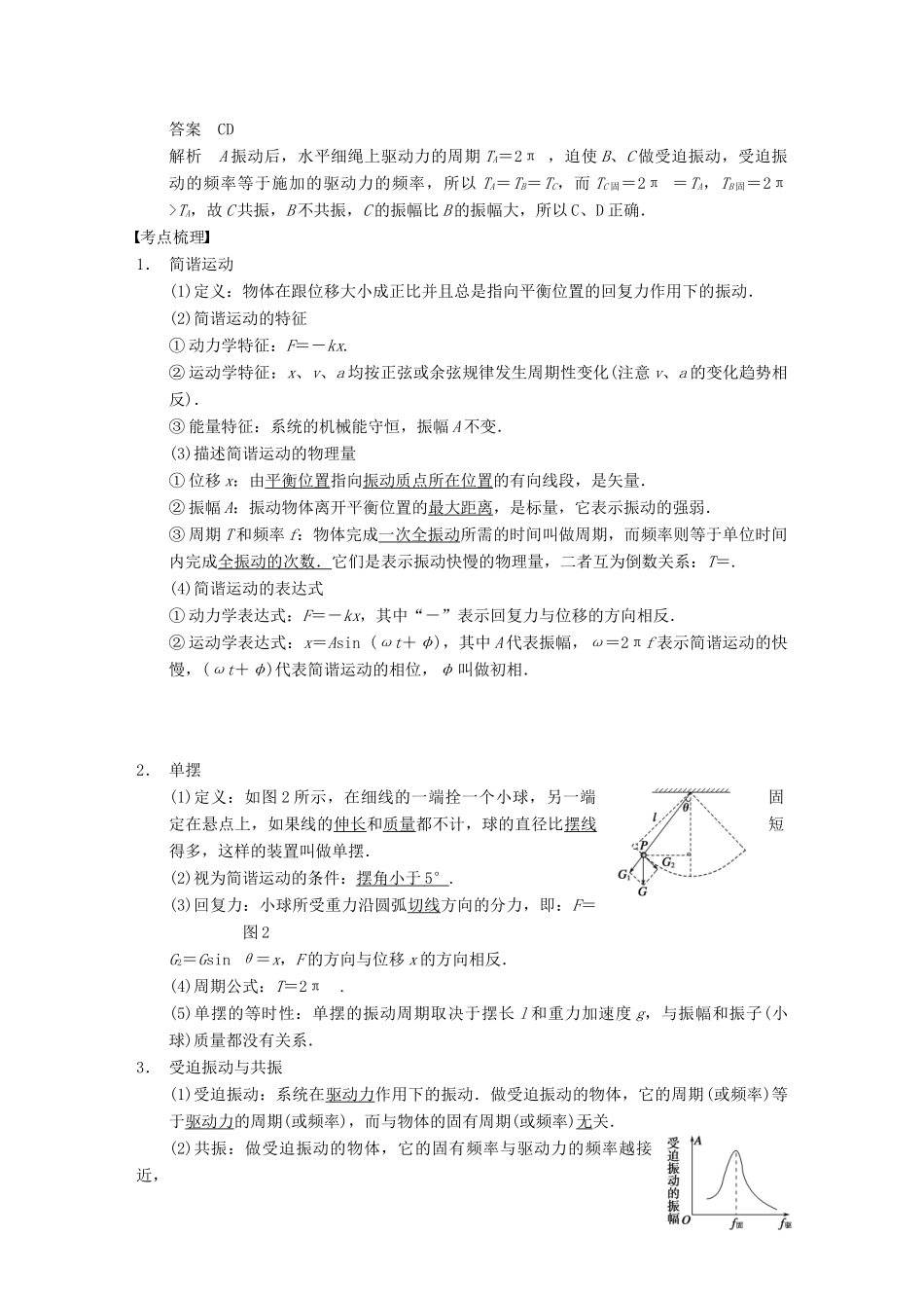 【步步高】2014高考物理大一轮复习讲义 （深度思考+考点突破+提能训练）第十二章 第1课时 机械振动（含解析） 新人教版_第3页