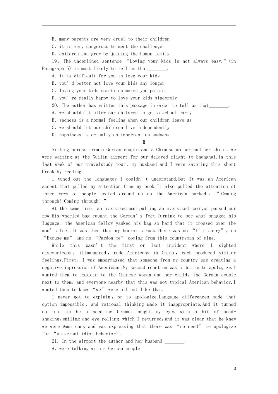 【步步高】2012高考英语大一轮复习 Book8 Unit 2  Cloning练习 新人教版_第3页