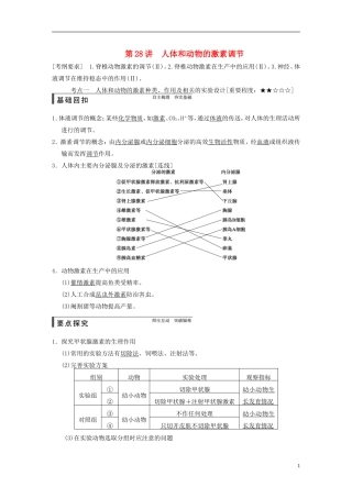 【步步高】2015届高考生物一轮复习 第八单元 第28讲 人体和动物的激素调节教学案 苏教版 
