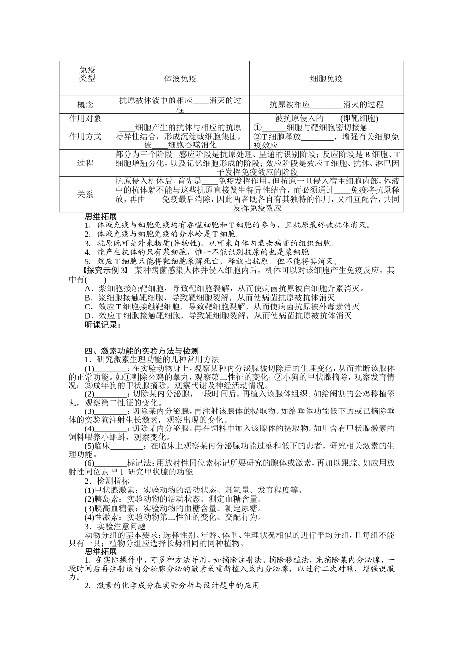 【步步高】2015届高考生物一轮复习 第八单元 第37讲 人与动物稳态及生命活动学案 苏教版_第3页