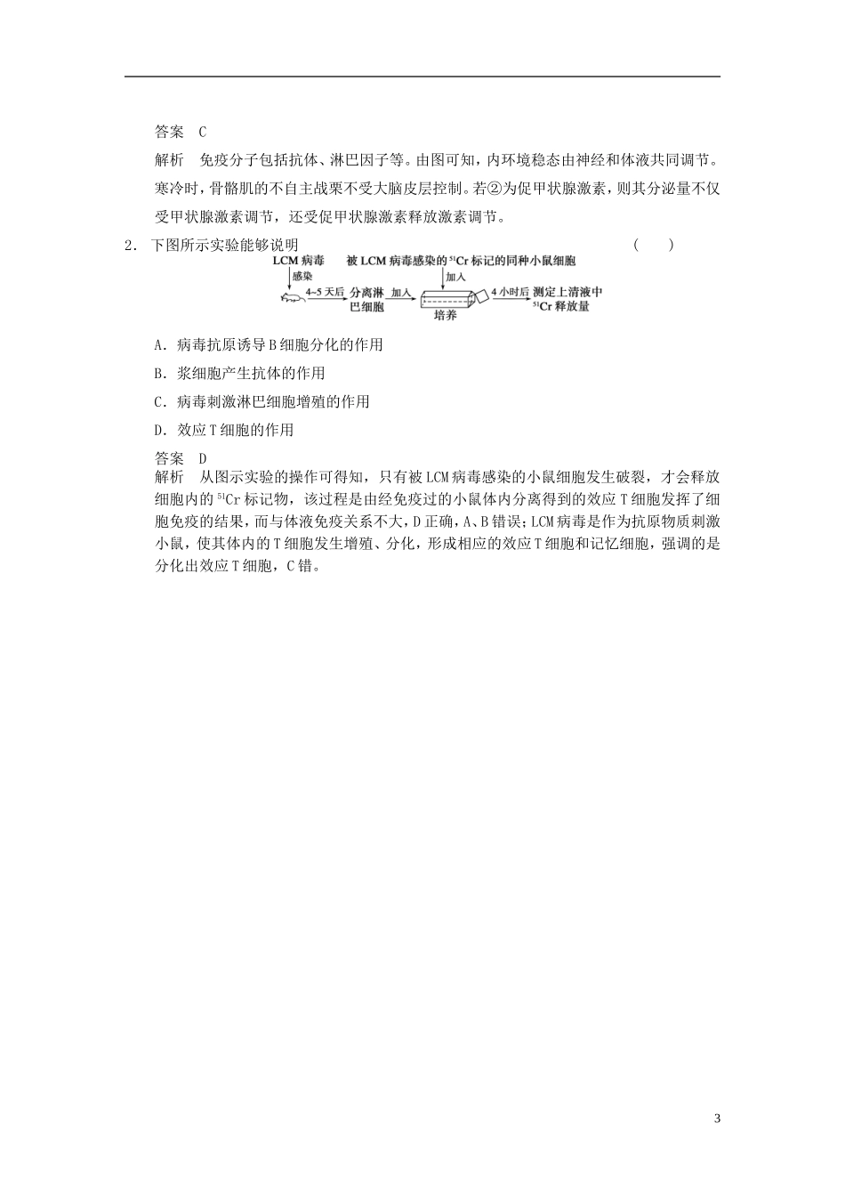 【步步高】（福建专用）2014高考生物二轮复习 第二篇 3-3 人体的内环境与稳态导学案_第3页