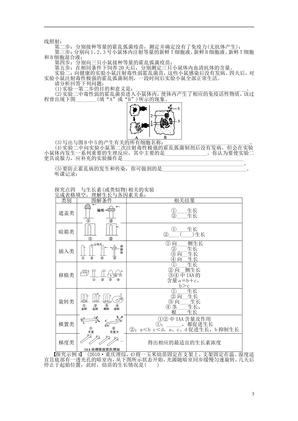 【步步高】2015届高考生物一轮复习 第八单元 第39讲 生命活动调节知识拓展与相关题型探究学案 苏教版_第3页