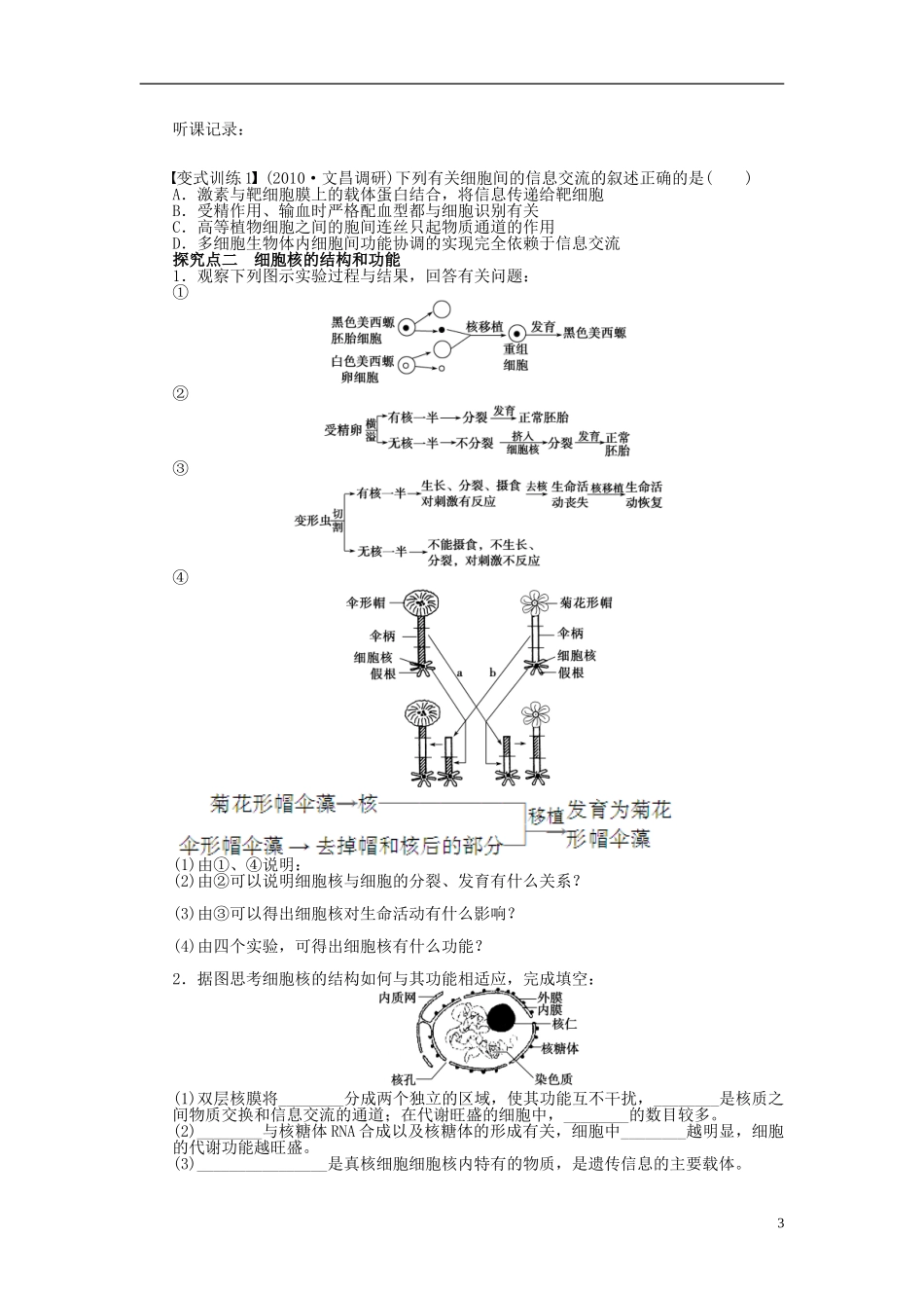 【步步高】2015届高考生物一轮复习 第二单元 第5讲 细胞膜 系统的边界细胞核 系统的控制中心学案 苏教版_第3页